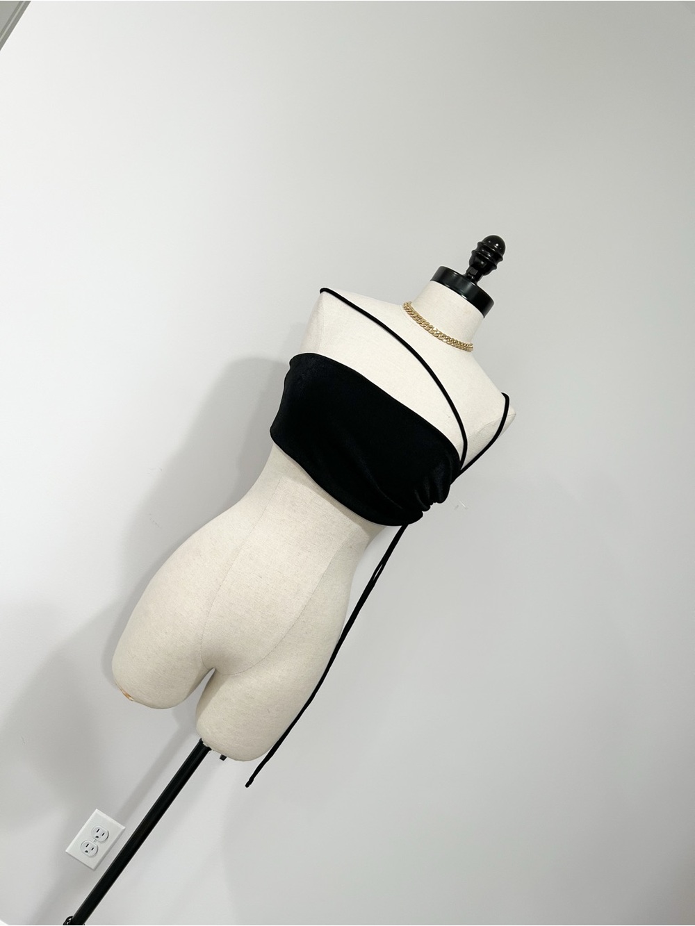 Princess Polly Black Asymmetric Wrap Crop Top
